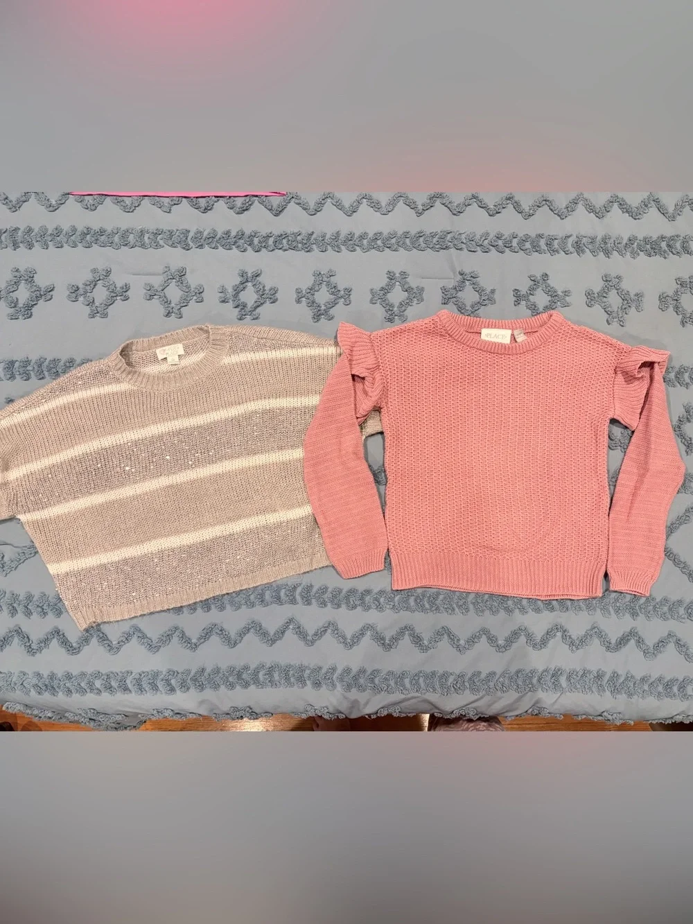 The Children’s Place Girls Sweater Bundle Size 5/6 Pink Gray Knit 2-Piece